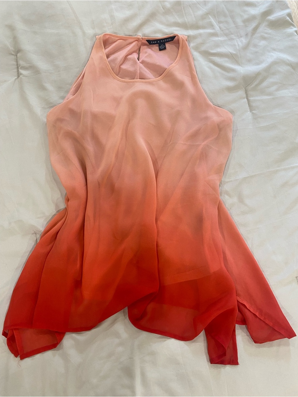 ☀️Sunset silky ombre tiered blouse. Stunning. Size Small EUC